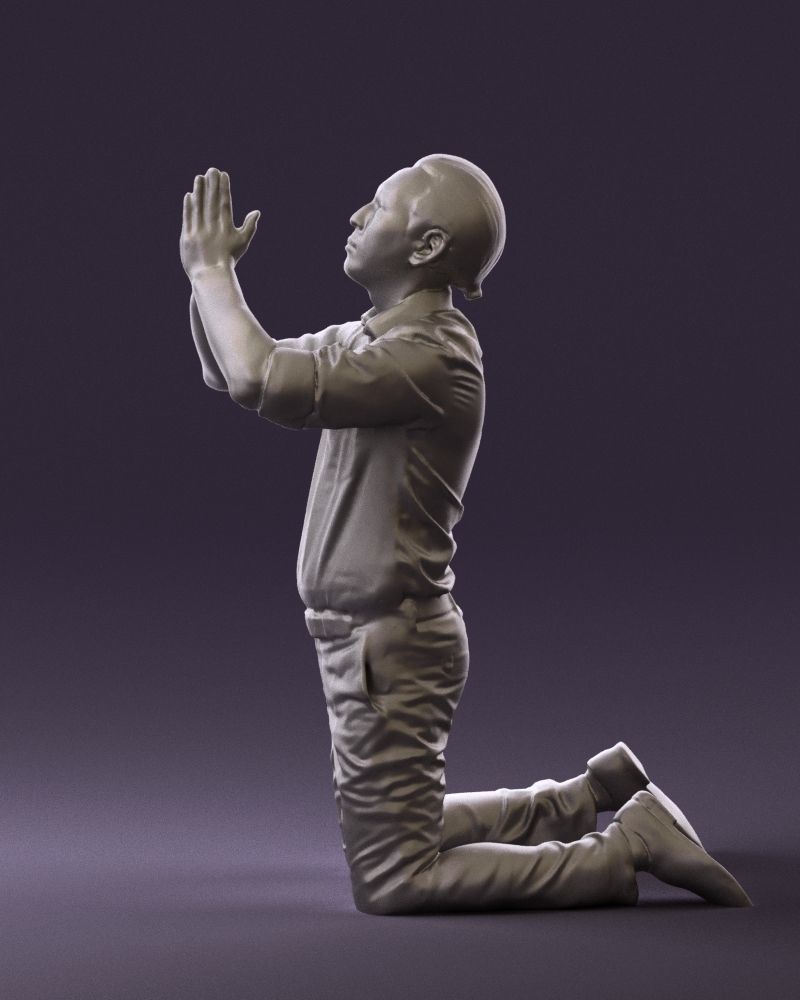 Praying officeman 0811 3D Print Ready 3D print model_18