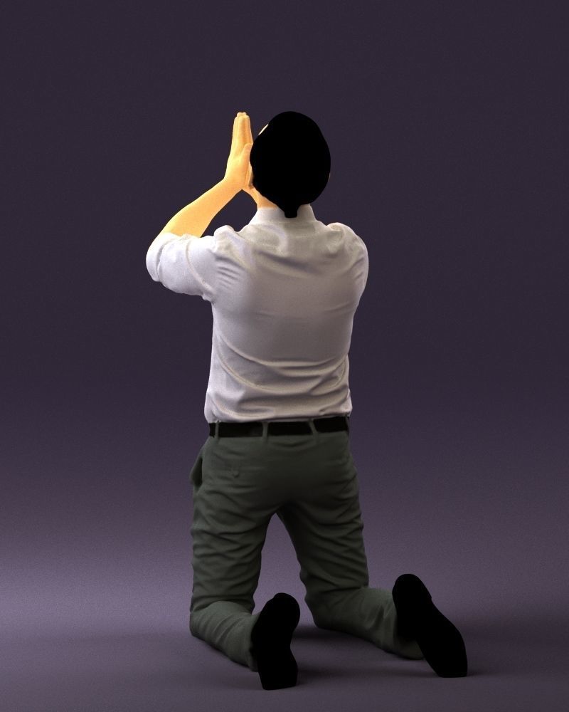 Praying officeman 0811 3D Print Ready 3D print model_15