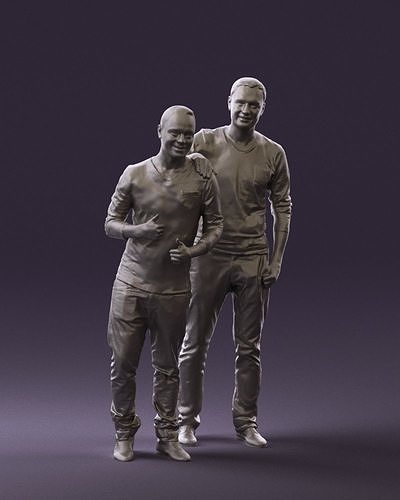 Two man friends hand on shoulder 0821 3D Print Ready 3D print model