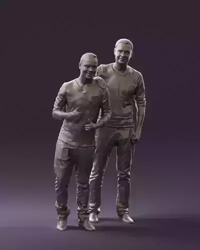 Two man friends hand on shoulder 0821 3D Print Ready 3D print model