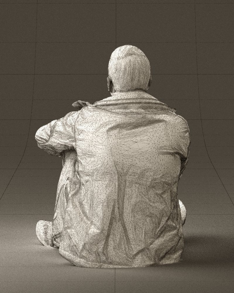 Serious man in yellow winter  jacket seat 0825 3D model_20