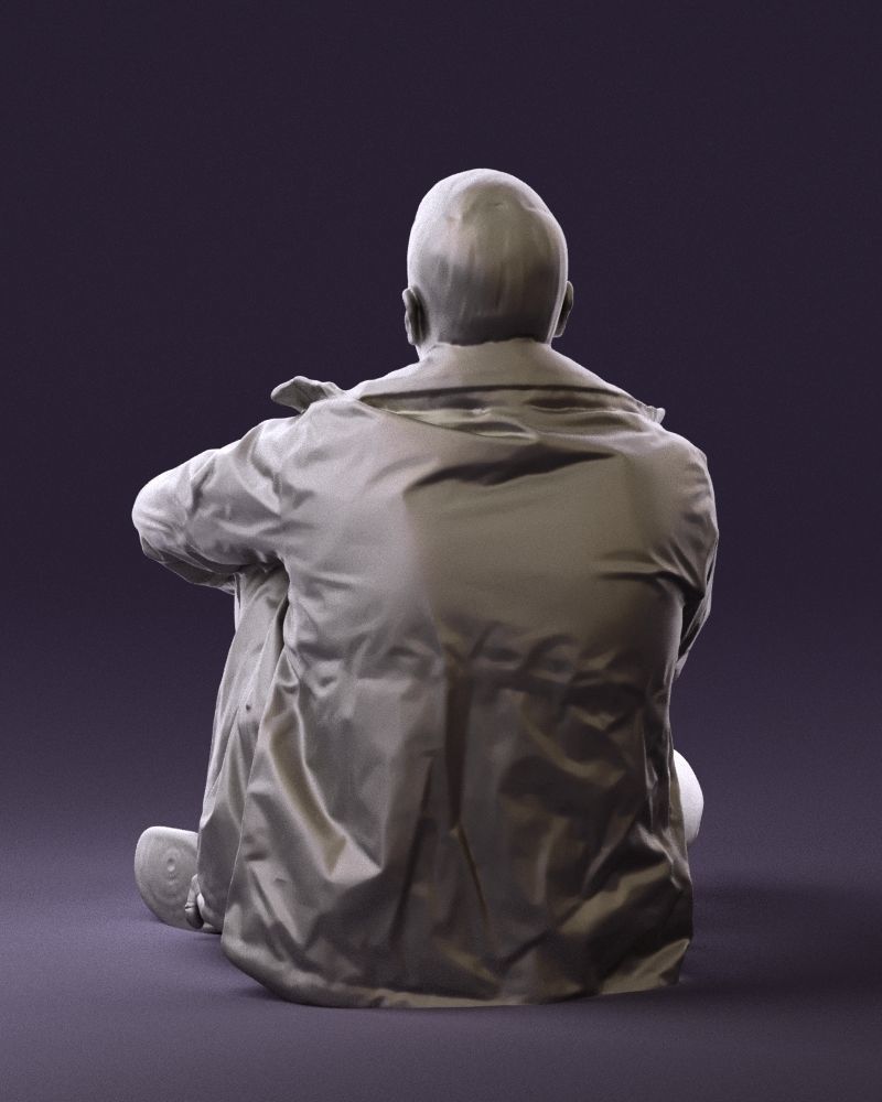 Serious man in yellow winter  jacket seat 0825 3D model_19