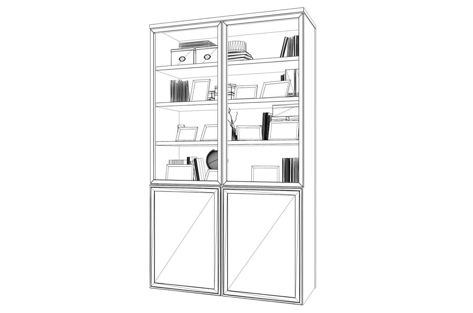 Bookcase is hyper-realistic bookcase bookshelf cabinet model 3D model_5