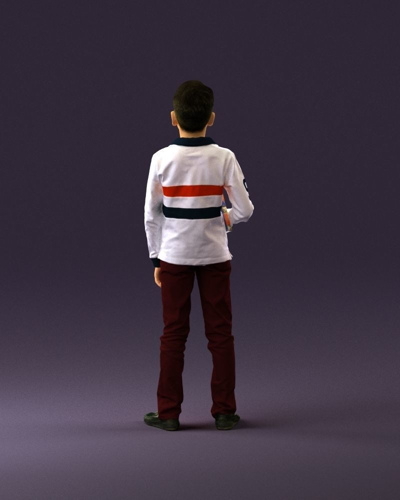 junior boy in white red blue polor and book 1079 3D Print Ready 3D print model_18