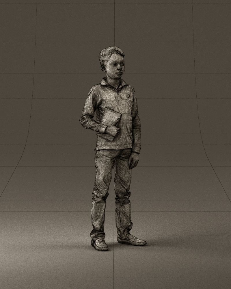 junior boy in white red blue polor and book 1079 3D Print Ready 3D print model_26