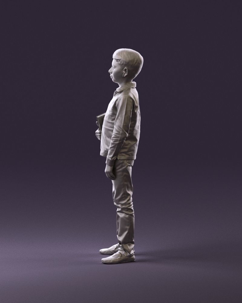 junior boy in white red blue polor and book 1079 3D Print Ready 3D print model_8