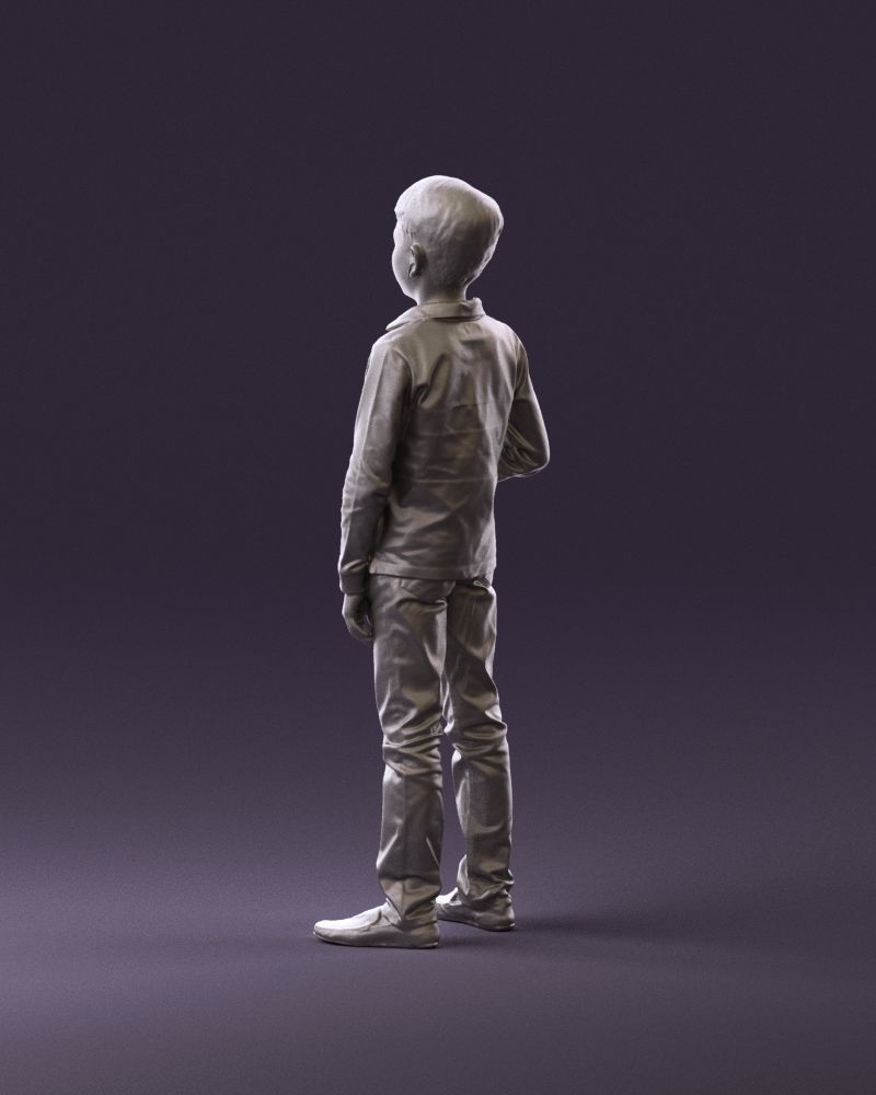 junior boy in white red blue polor and book 1079 3D Print Ready 3D print model_7