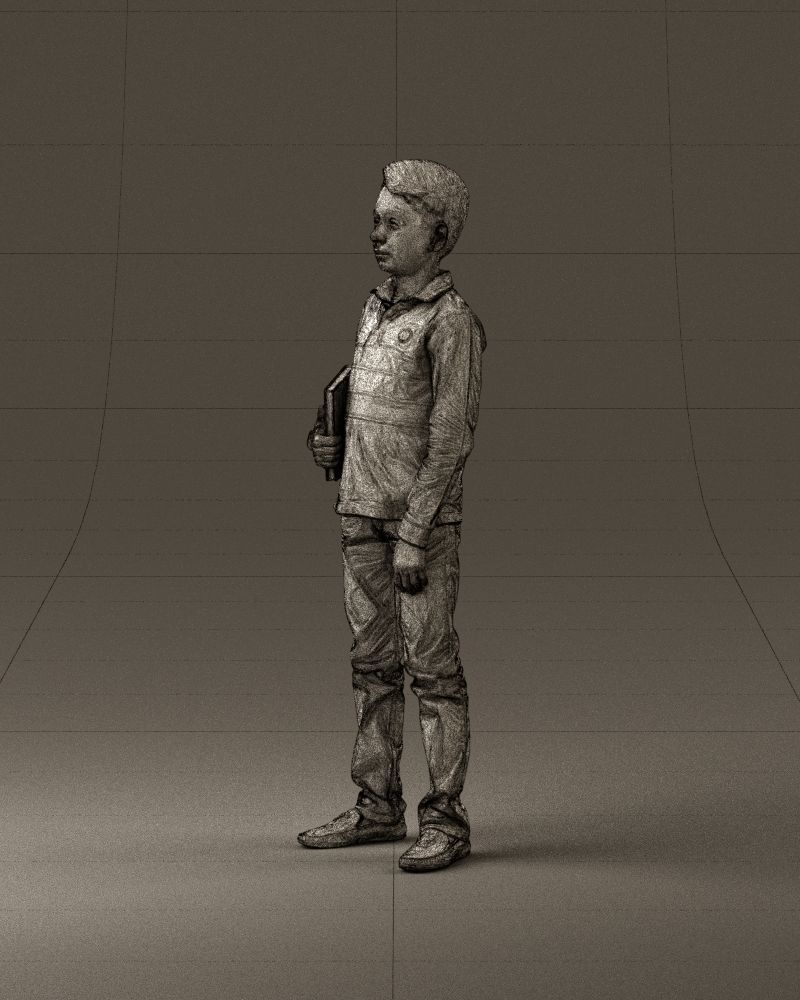 junior boy in white red blue polor and book 1079 3D Print Ready 3D print model_33