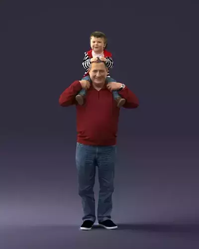 000198 Grandfather with Grandson on Shoulders 1023 3dp 3D print model