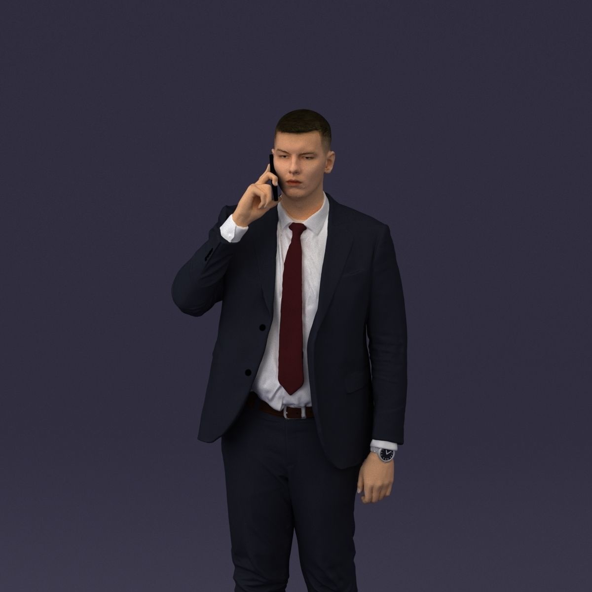 phonetalker in dark suit red tie 1084 3D model_37