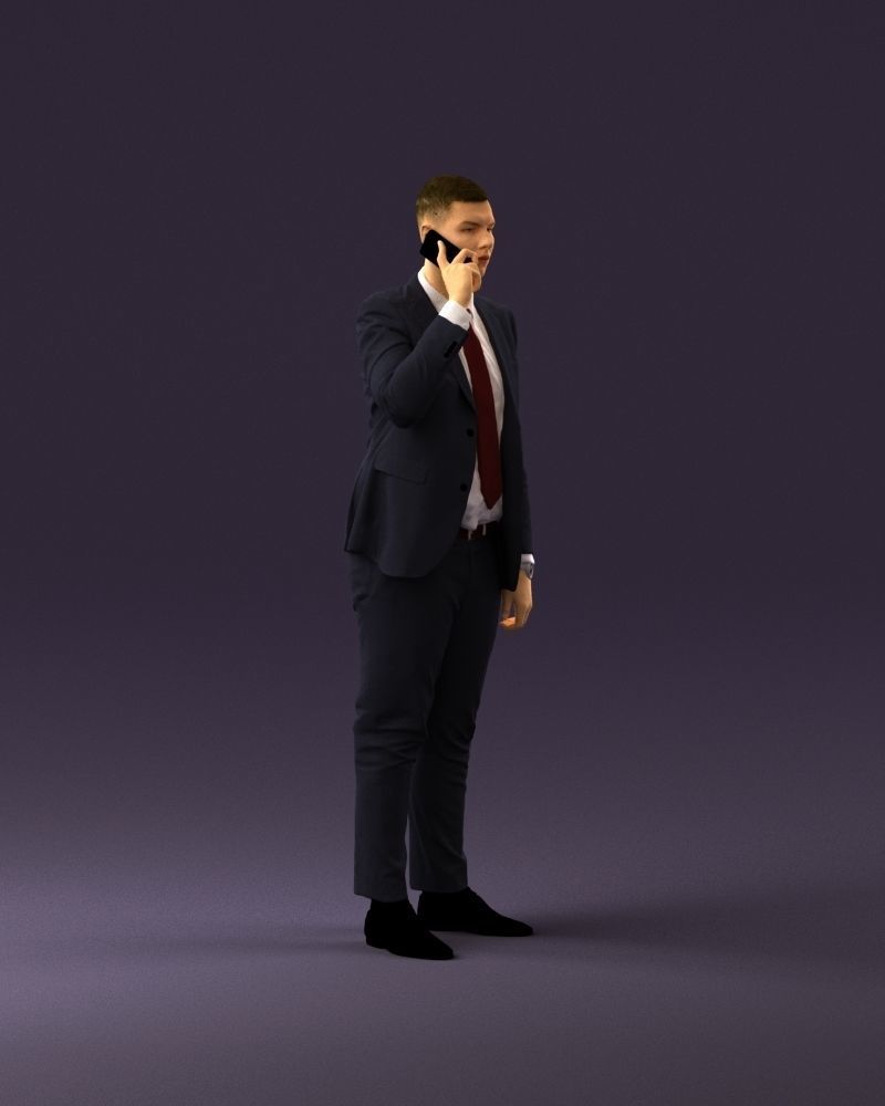 phonetalker in dark suit red tie 1084 3D model_3