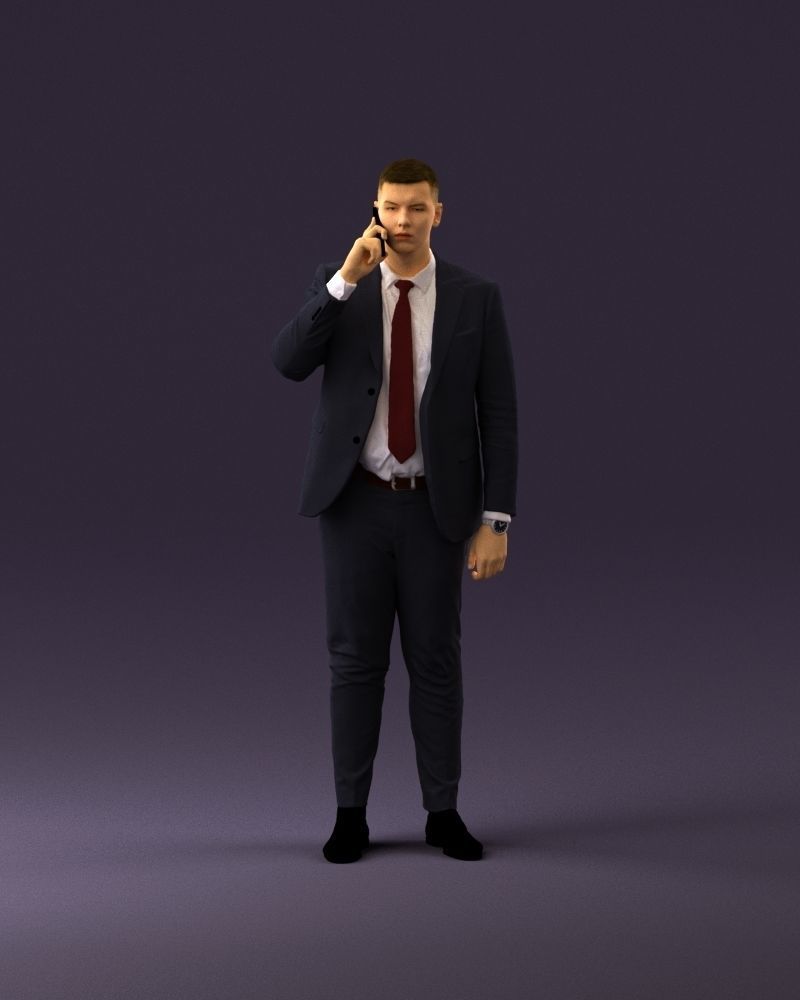 phonetalker in dark suit red tie 1084 3D model_1