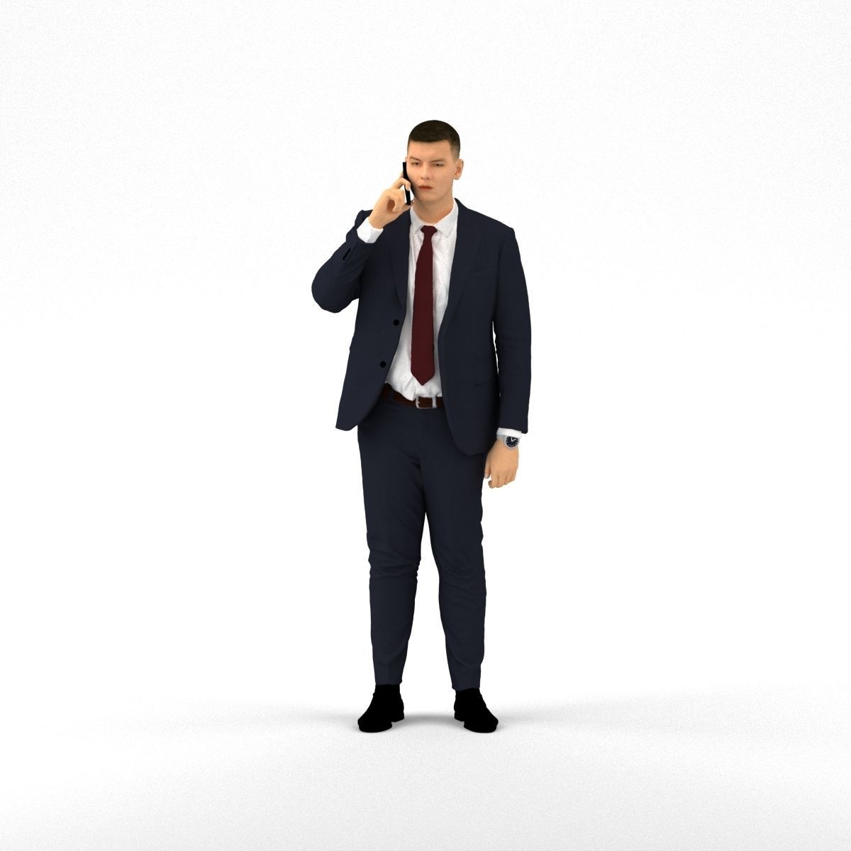 phonetalker in dark suit red tie 1084 3D model_36
