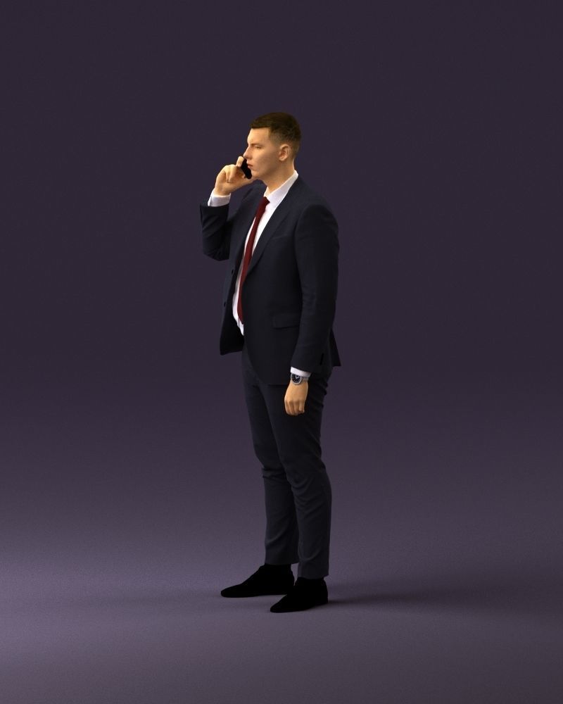 phonetalker in dark suit red tie 1084 3D model_9