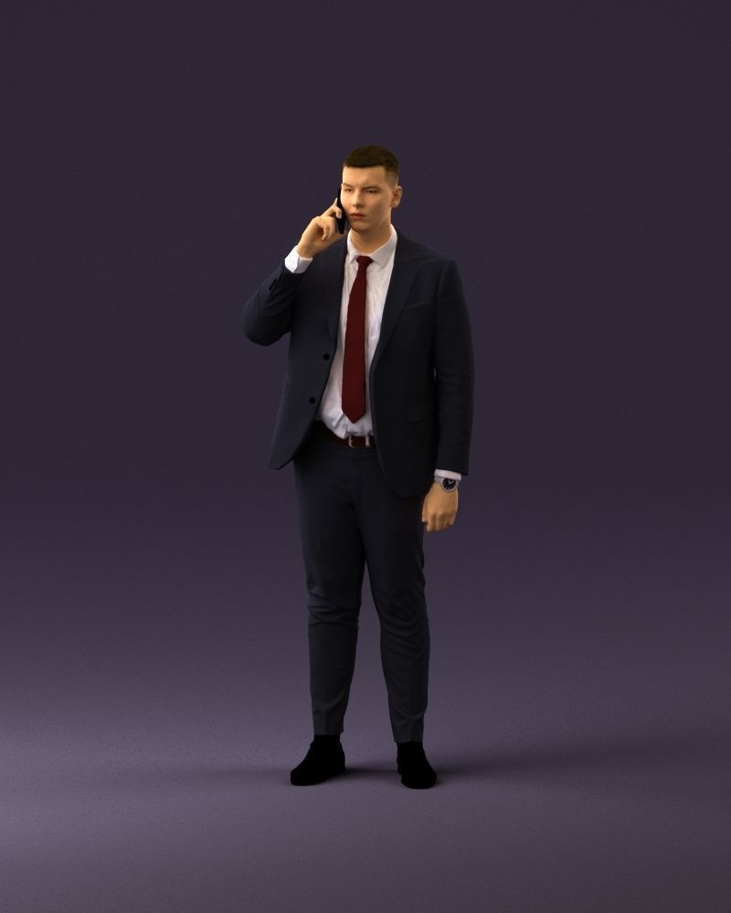 phonetalker in dark suit red tie 1084 3D model_11