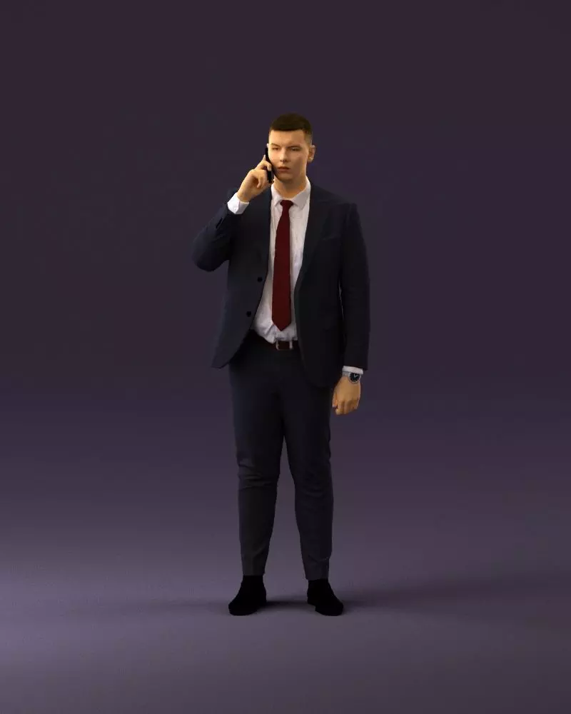 phonetalker in dark suit red tie 1084 3D model_0
