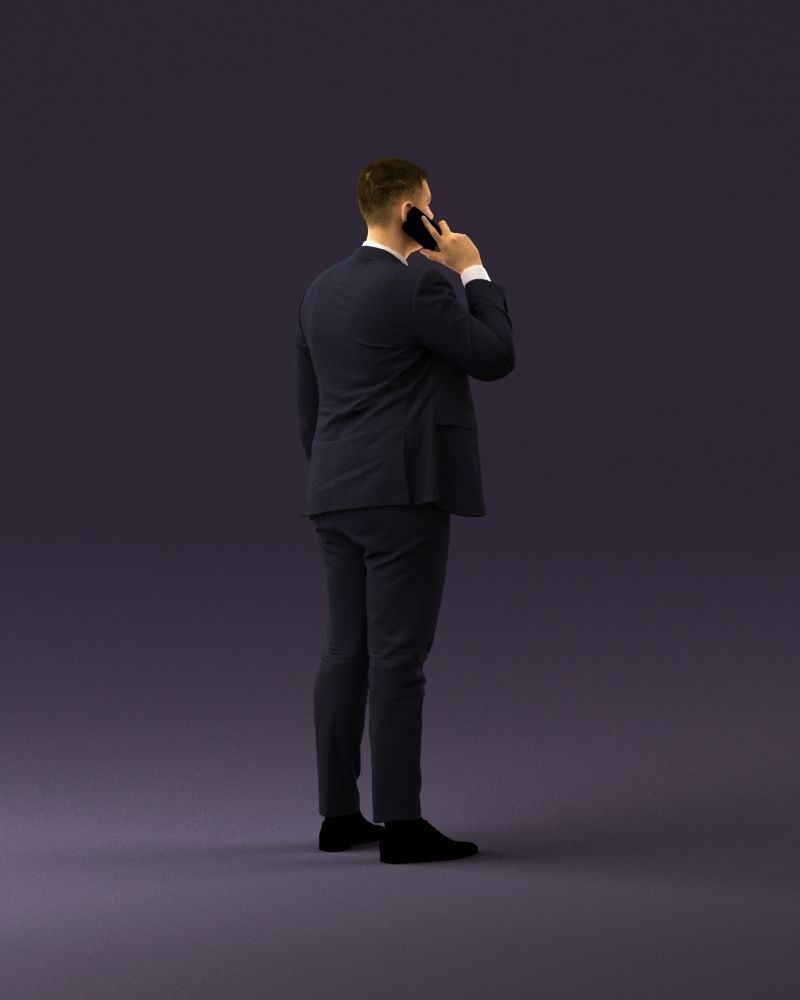 phonetalker in dark suit red tie 1084 3D model_5