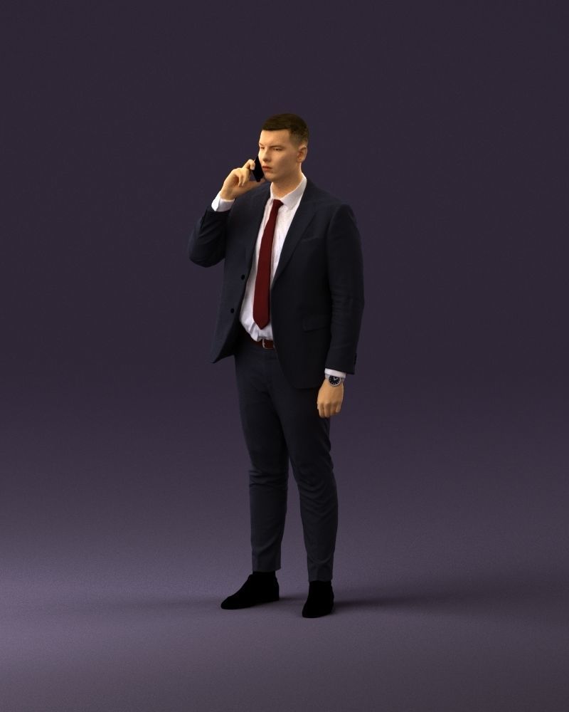 phonetalker in dark suit red tie 1084 3D model_10
