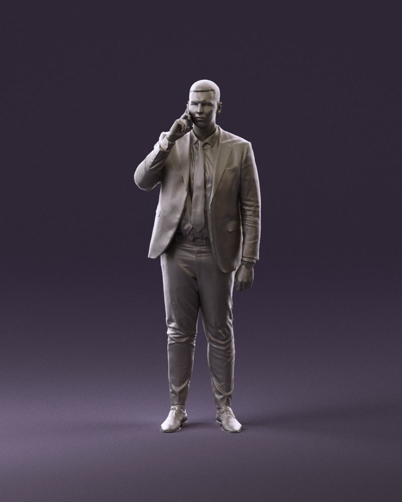 phonetalker in dark suit red tie 1084 3D model_12