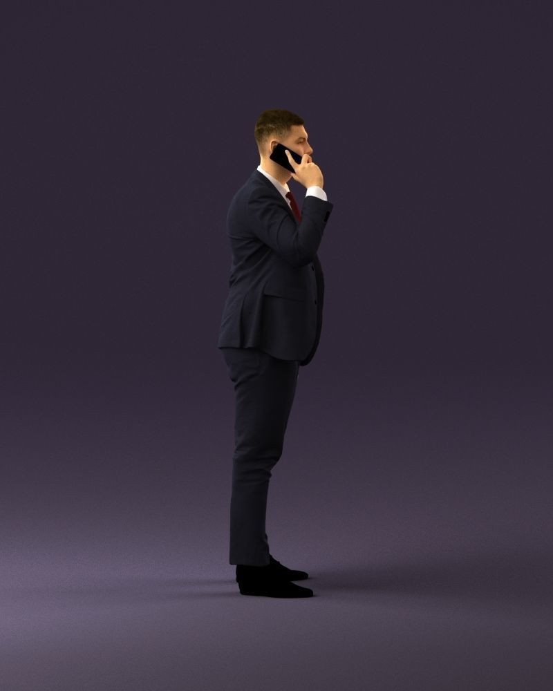 phonetalker in dark suit red tie 1084 3D model_4
