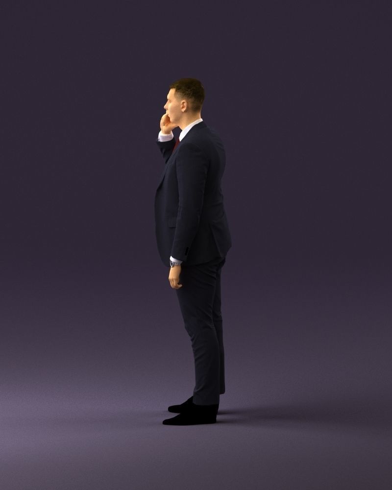 phonetalker in dark suit red tie 1084 3D model_8