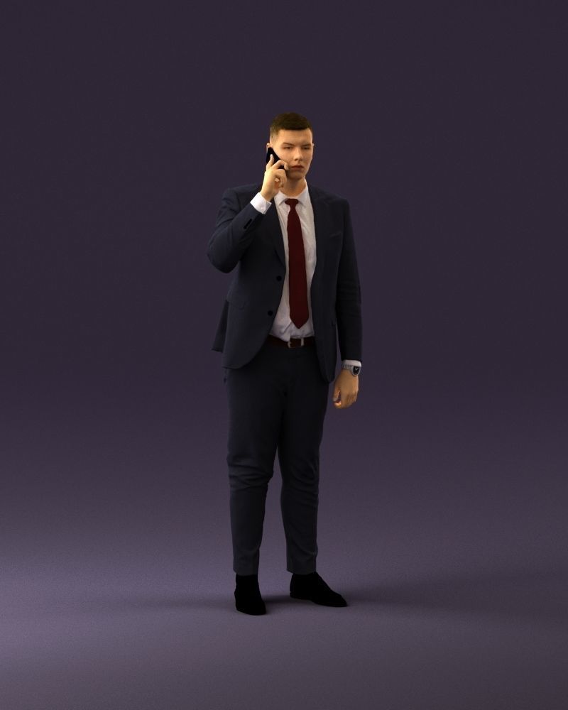 phonetalker in dark suit red tie 1084 3D model_2