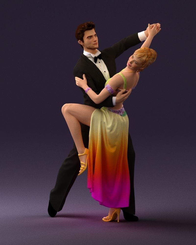 Woman and man dancing 0625 3D Print Ready 3D print model_3