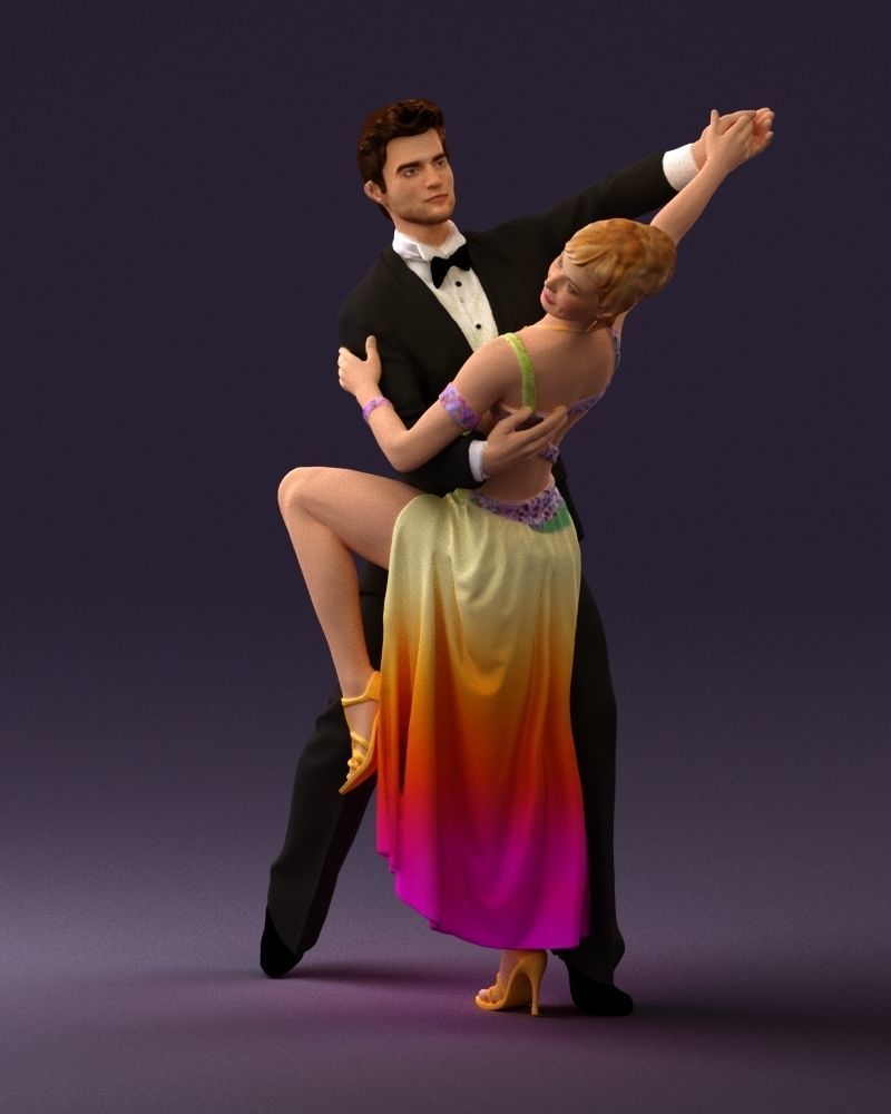 Woman and man dancing 0625 3D Print Ready 3D print model_33
