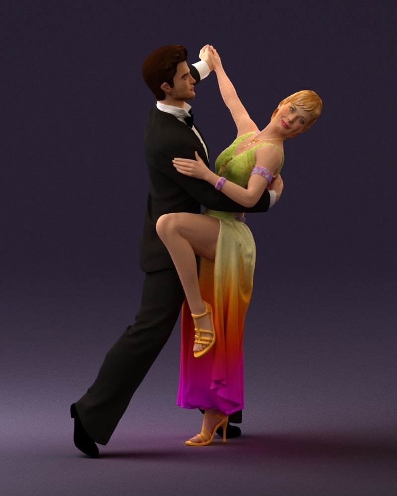 Woman and man dancing 0625 3D Print Ready 3D print model_9