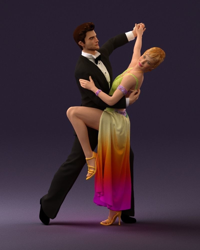 Woman and man dancing 0625 3D Print Ready 3D print model_6