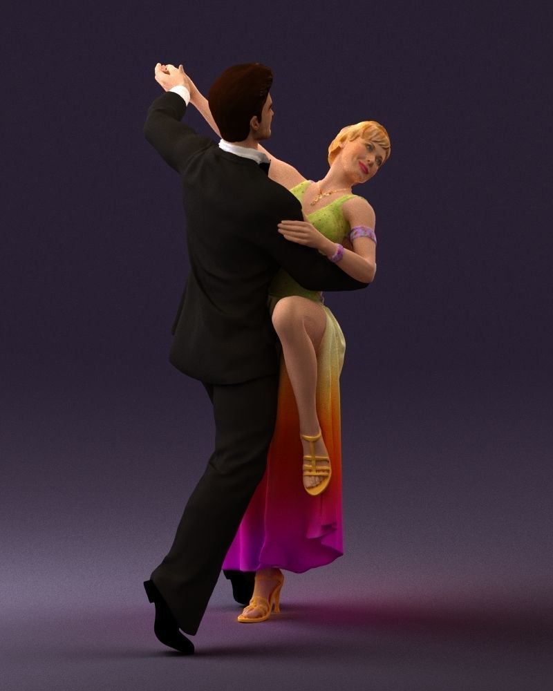 Woman and man dancing 0625 3D Print Ready 3D print model_12