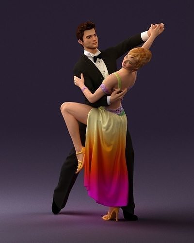 Woman and man dancing 0625 3D Print Ready 3D print model
