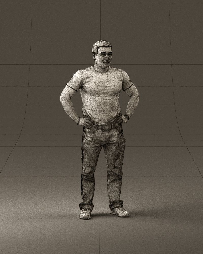 Strong man in black shirt jeans 0957 3D Print Ready 3D print model_26