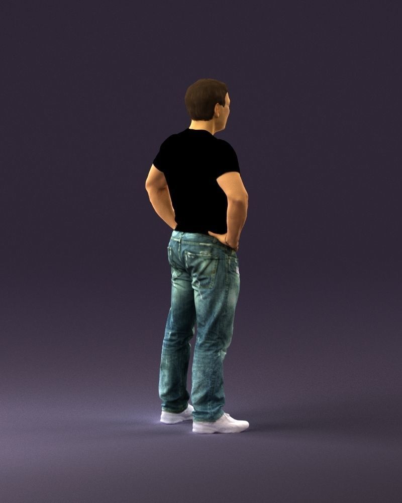 Strong man in black shirt jeans 0957 3D Print Ready 3D print model_17
