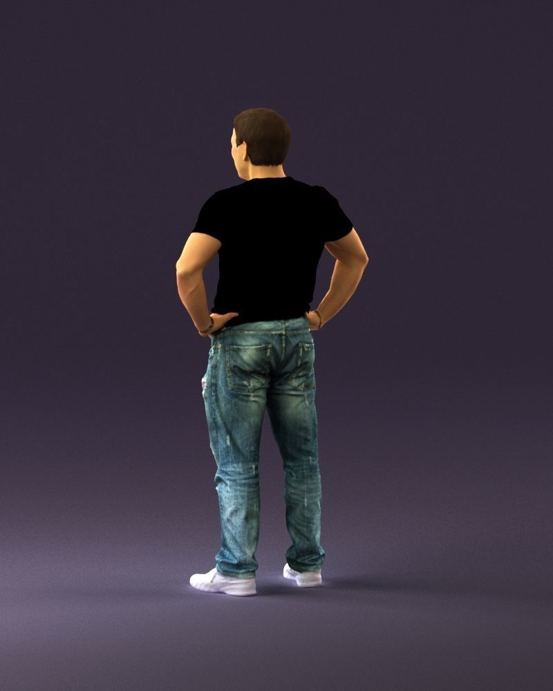 Strong man in black shirt jeans 0957 3D Print Ready 3D print model_19