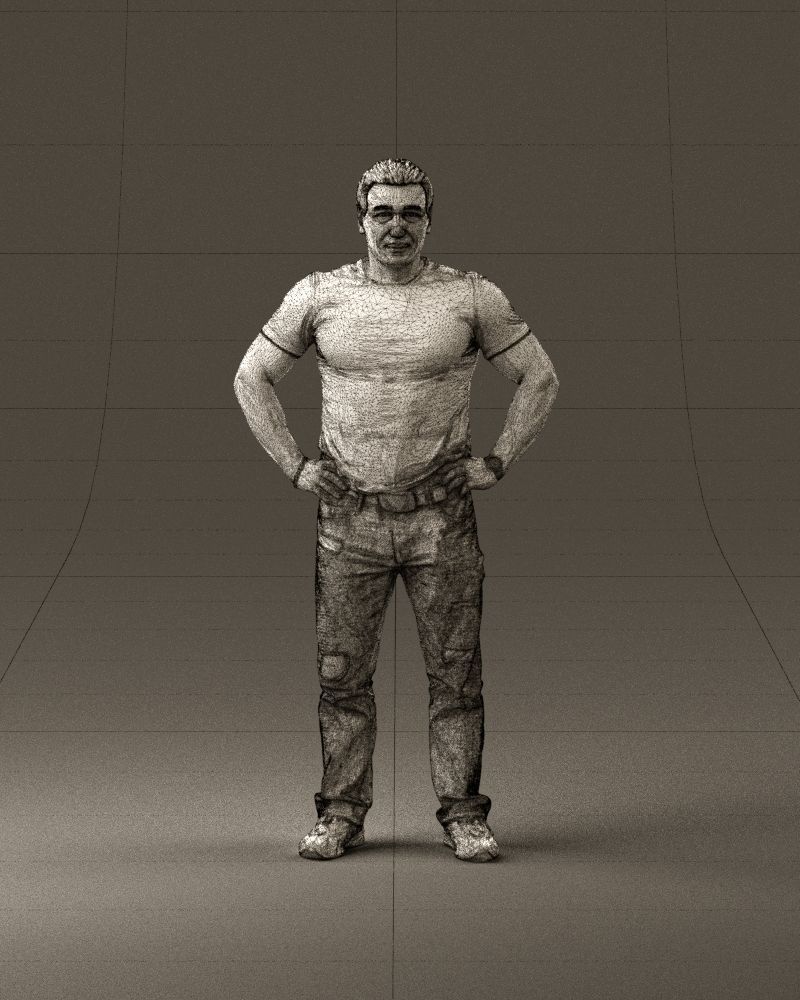 Strong man in black shirt jeans 0957 3D Print Ready 3D print model_25