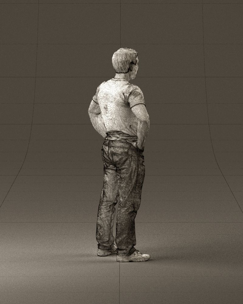 Strong man in black shirt jeans 0957 3D Print Ready 3D print model_29
