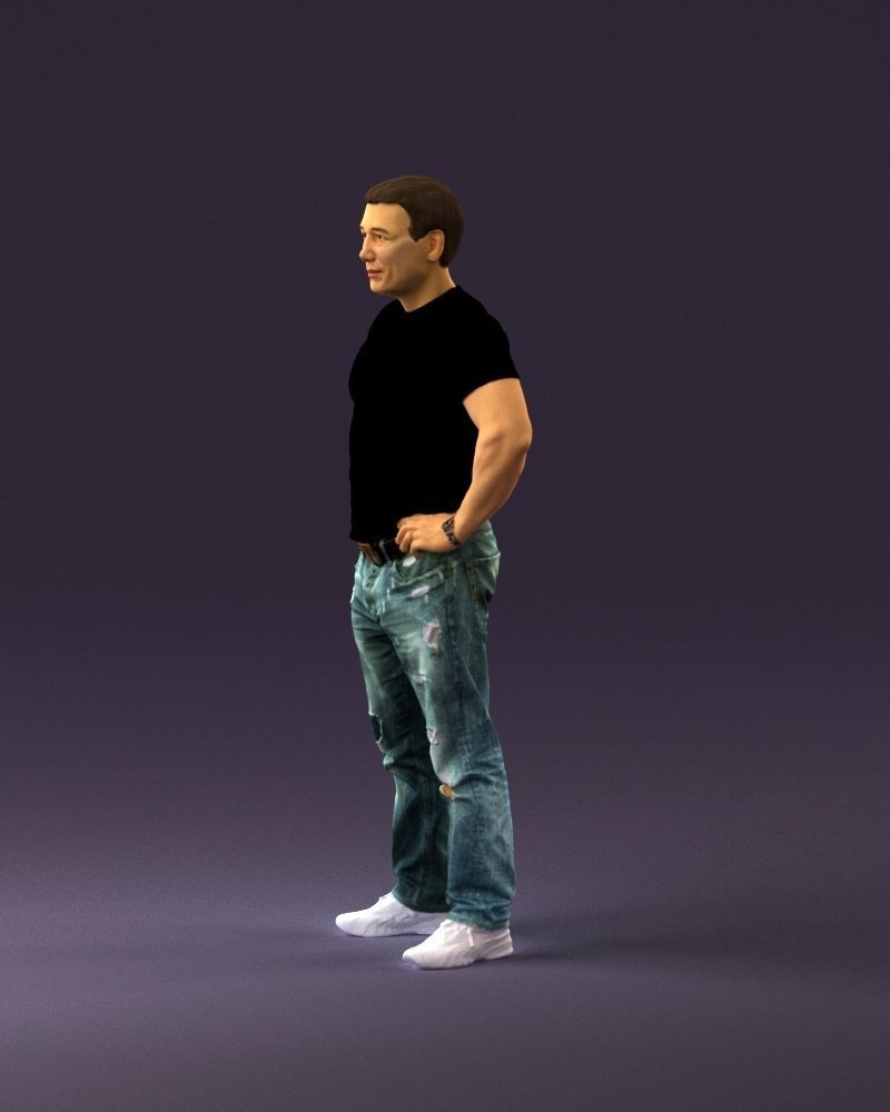 Strong man in black shirt jeans 0957 3D Print Ready 3D print model_21
