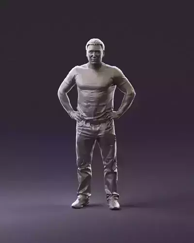 Strong man in black shirt jeans 0957 3D Print Ready