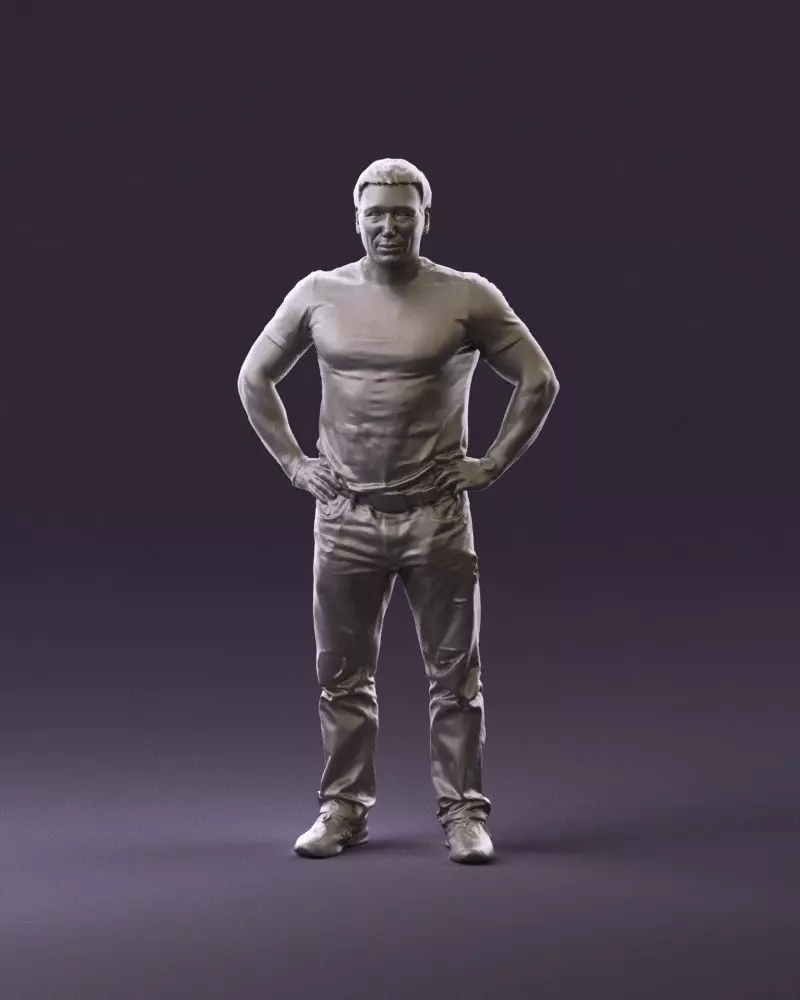 Strong man in black shirt jeans 0957 3D Print Ready 3D print model_0