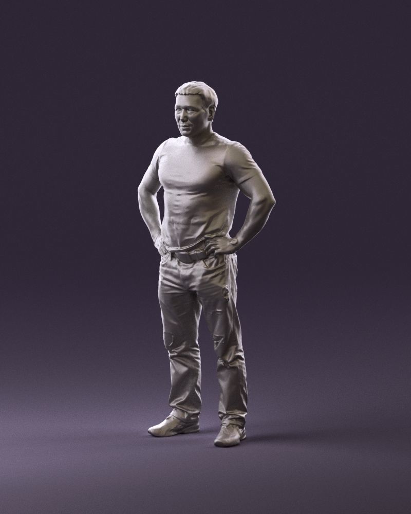Strong man in black shirt jeans 0957 3D Print Ready 3D print model_10