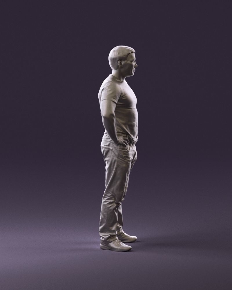 Strong man in black shirt jeans 0957 3D Print Ready 3D print model_4