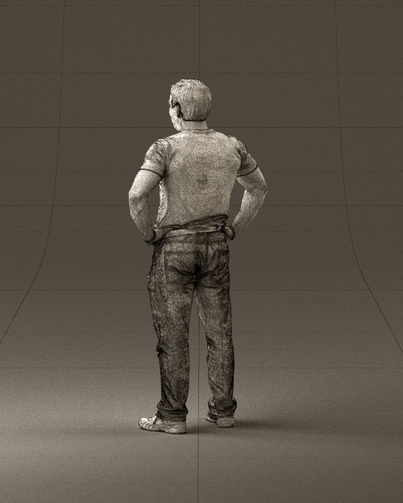 Strong man in black shirt jeans 0957 3D Print Ready 3D print model_31