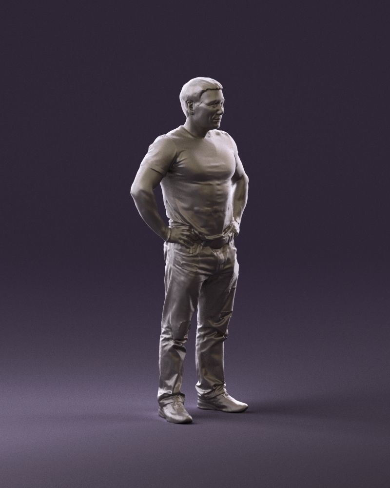 Strong man in black shirt jeans 0957 3D Print Ready 3D print model_3