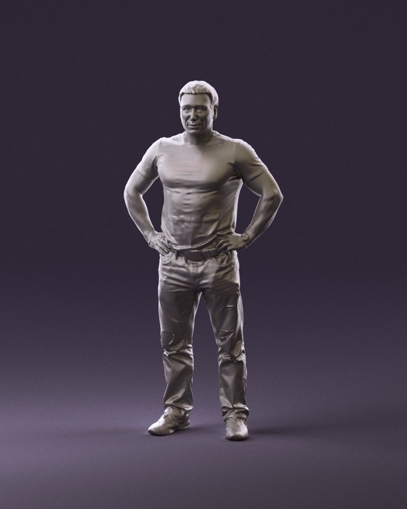 Strong man in black shirt jeans 0957 3D Print Ready 3D print model_11
