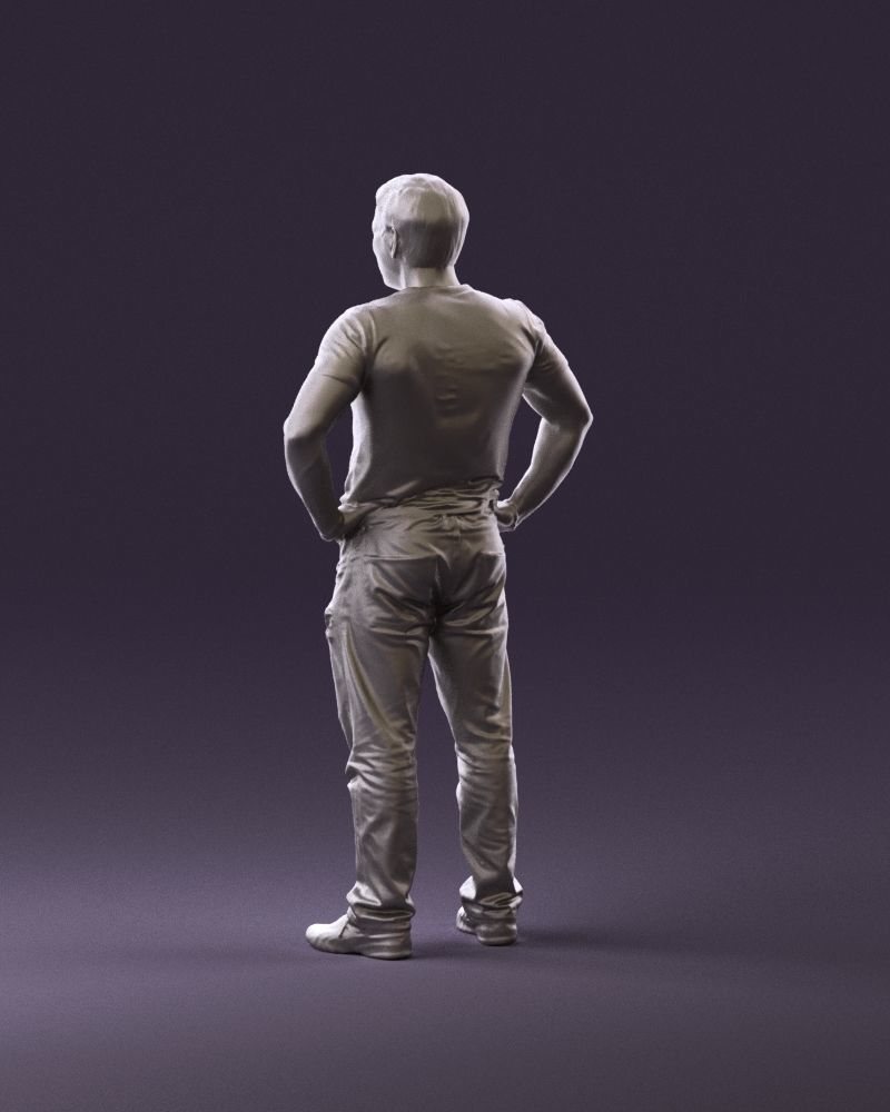 Strong man in black shirt jeans 0957 3D Print Ready 3D print model_7