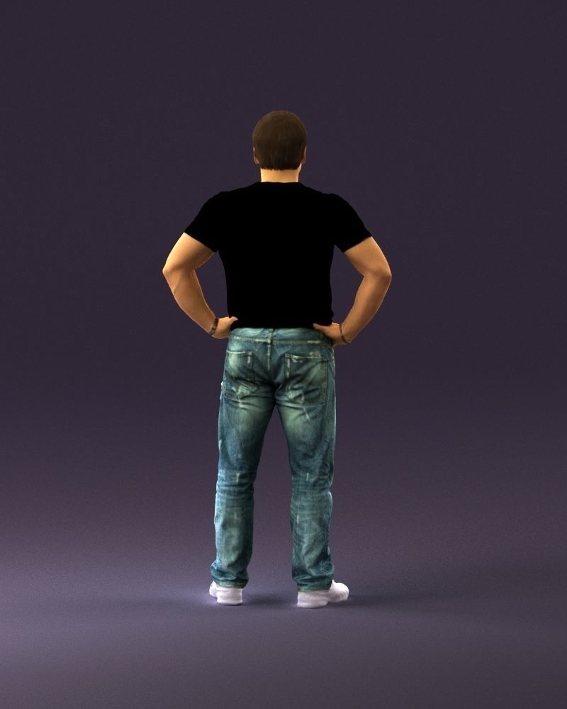 Strong man in black shirt jeans 0957 3D Print Ready 3D print model_18
