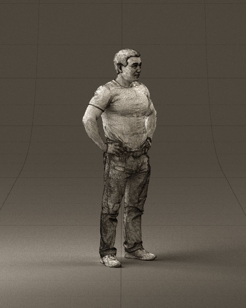 Strong man in black shirt jeans 0957 3D Print Ready 3D print model_27