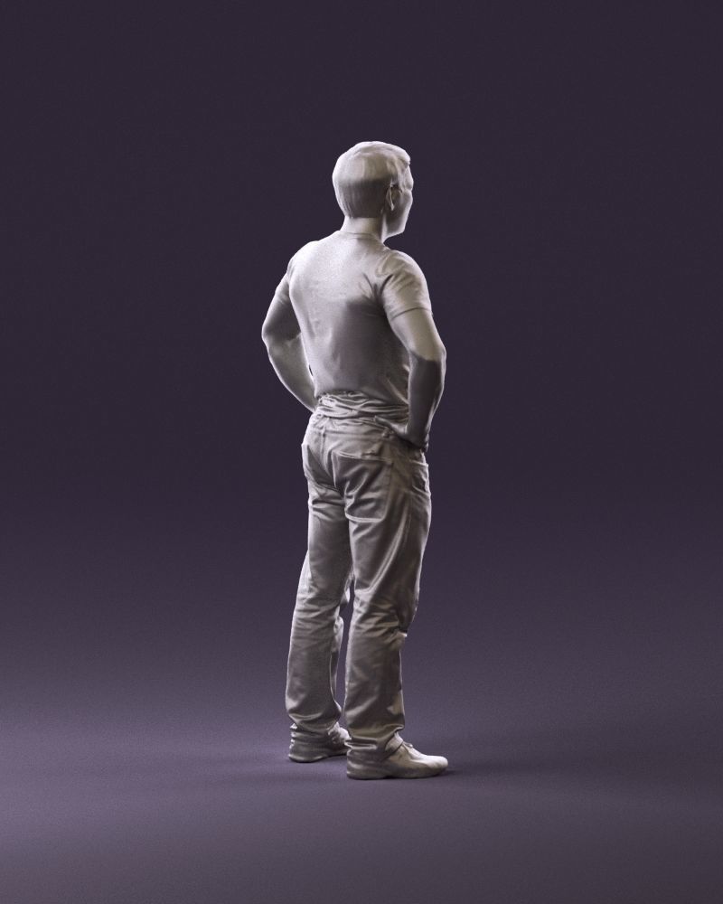 Strong man in black shirt jeans 0957 3D Print Ready 3D print model_5