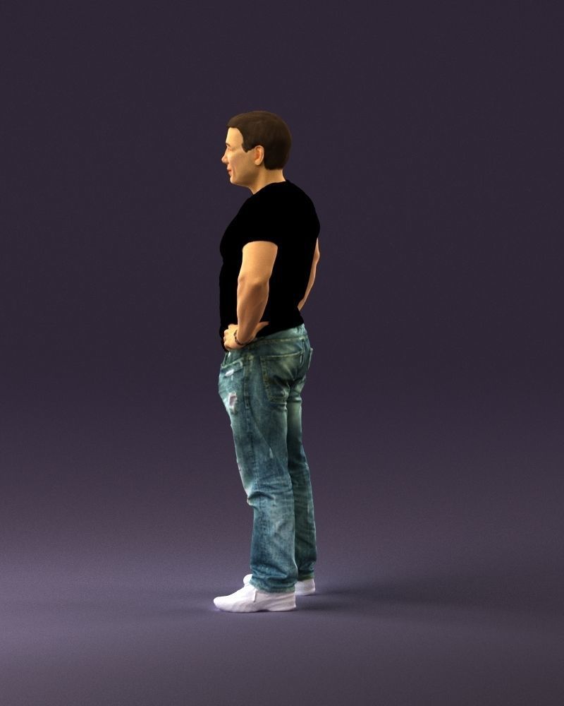 Strong man in black shirt jeans 0957 3D Print Ready 3D print model_20